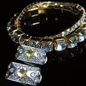 Vintage  Stackable Bracelets with Sterling Silver Citrine earrings